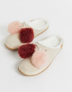Розовые тапочки с помпонами Toms-Розовый