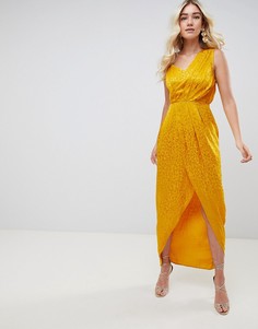 Жаккардовое платье макси ASOS DESIGN-Золотой
