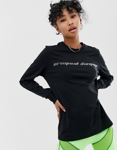 Oversize-лонгслив с логотипом из страз Criminal Damage-Черный