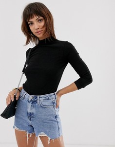 Черный топ с высоким воротом River Island
