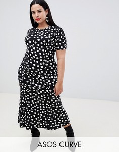 Чайное платье макси в горошек ASOS DESIGN Curve-Мульти