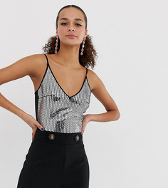 Боди на бретелях с серебристыми пайетками Miss Selfridge-Серебряный
