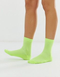 Носки с отделкой в рубчик ASOS DESIGN-Желтый