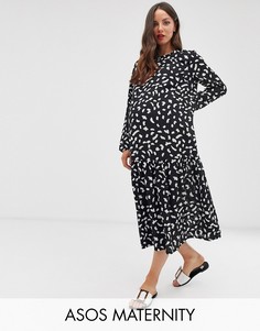 Свободное платье миди с принтом ASOS DESIGN Maternity-Мульти