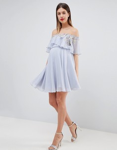 Платье-бандо мини с кроп-топом и отделкой ASOS DESIGN Maternity-Мульти