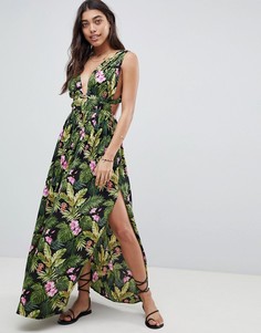 Пляжное платье макси с принтом ASOS DESIGN-Мульти