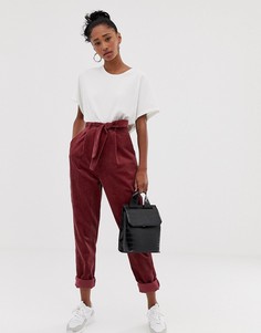 Суженные книзу вельветовые брюки ASOS DESIGN-Розовый