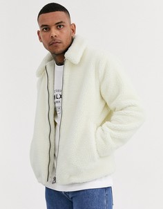 Светло-бежевая флисовая куртка Topman-Белый