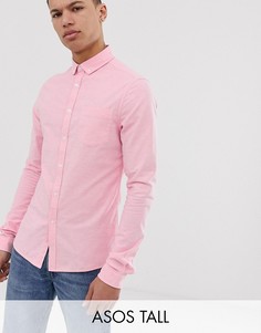 Розовая оксфордская рубашка зауженного кроя ASOS DESIGN Tall-Розовый