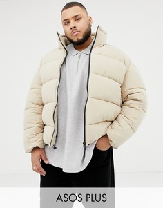 Бежевая дутая куртка ASOS WHITE Plus-Белый