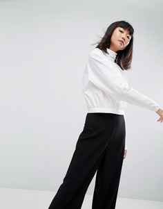 Однотонный топ с оборкой ASOS WHITE-Белый