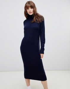 Вязаное платье миди ASOS DESIGN-Темно-синий