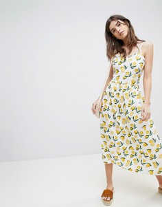 Пляжное платье миди с принтом лимонов Vero Moda-Мульти