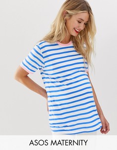 Футболка в полоску с контрастной окантовкой ASOS DESIGN Maternity-Мульти