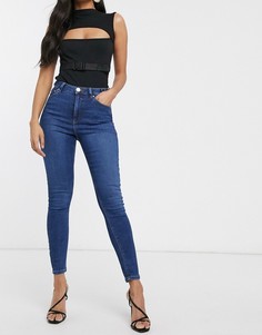 Темные джинсы скинни с завышенной талией ASOS DESIGN Ridley-Синий