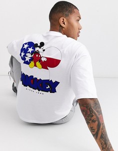 Плотная oversize-футболка с вышивкой на груди и большим принтом на спине ASOS DESIGN Disney-Белый