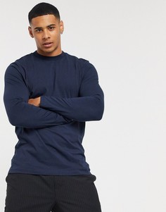 Темно-синий лонгслив с круглым вырезом ASOS DESIGN