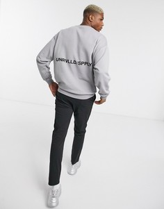 Серый oversize-свитшот с принтом ASOS DESIGN