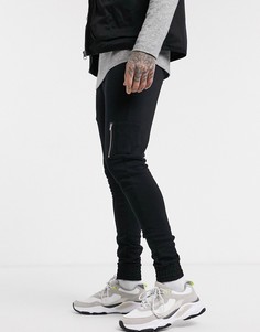Супероблегающие джоггеры с карманом в стиле MA1 от ASOS DESIGN-Черный