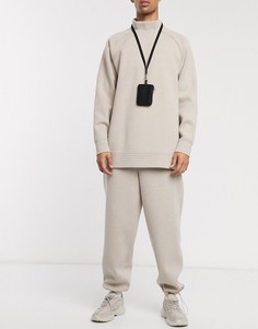 Суженные книзу джоггеры из плотного трикотажа ASOS WHITE-Бежевый
