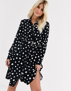 Платье-рубашка мини в горошек Fabienne Chapot-Черный