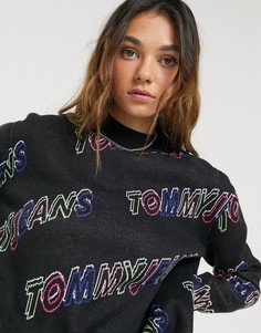 Свитшот с высокой горловиной и логотипами Tommy Jeans-Черный