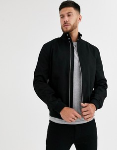 Черная куртка Харрингтон с воротником-трубой ASOS DESIGN-Черный