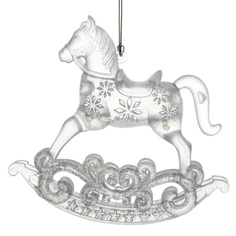 Елочная игрушка Лошадка-Качалка 12 см серебряная, подвеска 151090 Crystal Deco