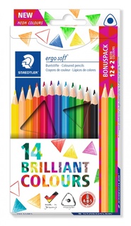 Набор цветных карандашей ergosoft 157, 12+2 цвета неон, Staedtler