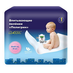 Пеленки одноразовые Пелигрин Classic (60x90 см), 30 шт.
