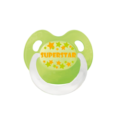 Пустышка BIBI Dental Basic Care 6-16 мес., Super Star Green
