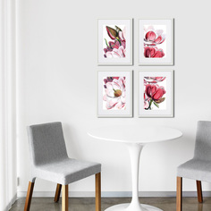 Коллекция Himalaya Plants Pink-Flower on white (из 4-х картин), Картины в Квартиру