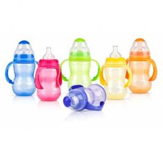 Бутылочка Nuby полипропиленовая с широким горлом и съемными ручками 6 мес 300 мл
