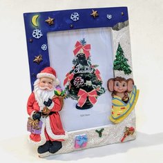 Новогодняя керамическая фоторамка Image Art «Дед Мороз и Чебурашка», 10х15 см