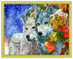Мозаики Рыжий кот ACH011 Зимние волки 30x40 с подрамником 15 цветов