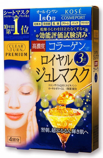 Маска-желе KOSE COSMEPORT "Clear Turn" Premium с коллагеном 4 шт