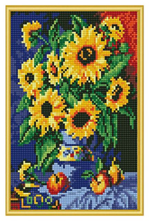 Алмазная мозаика Букет подсолнухов, 22х32 см Рыжий кот