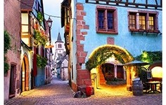 Холст с красками "Палитра. Рисование по номерам. На углу европейской улочки", 30х40 см Рыжий кот