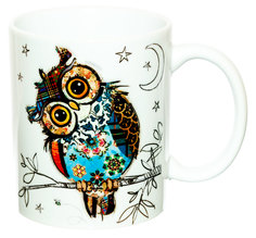 Керамическая кружка 3Dollara Рисованная сова на ветке под луной. MUG0306