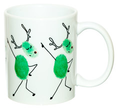 Керамическая кружка 3Dollara Танцующий олень из отпечатков пальцев. MUG0288