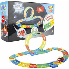 Гибкий трек 1Toy с машинкой, 81 деталь