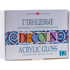 Акриловые краски 3ХК Decola, 12 цветов, глянцевые Невская палитра