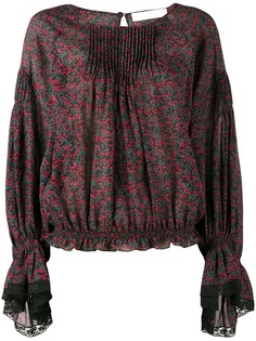 Chloé блузка с рисунком и кружевной отделкой