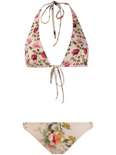Alberta Ferretti двустороннее бикини с цветочным принтом и вырезом халтер