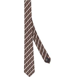 Fendi галстук в полоску с логотипом FF