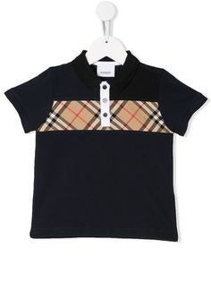 Burberry Kids рубашка-поло со вставкой в клетку Vintage Check