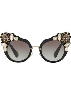 Miu Miu Eyewear солнцезащитные очки Runway с украшением из кристаллов