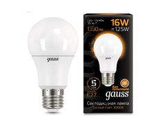 Лампочка Gauss LED E27 16W A60 3000K 102502116