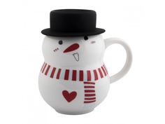 Кружка Эврика Снеговик в шляпе 2 300ml 99395