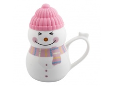 Кружка Эврика Снеговик растопи лёд 500ml Pink 99402